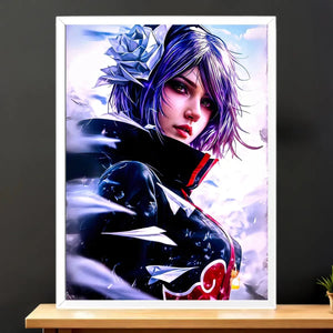Cadre Blanc Konan Naruto illustré à la main en Anjou