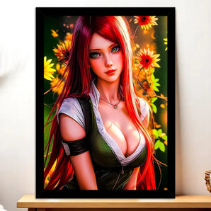 Cadre Noir Kushina Naruto illustré à la main en Anjou