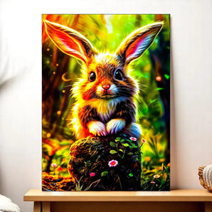 Tableau Lapin Forêt illustré à la main en Anjou