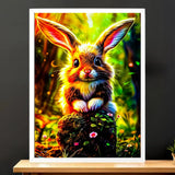 Cadre Blanc Lapin Forêt illustré à la main en Anjou