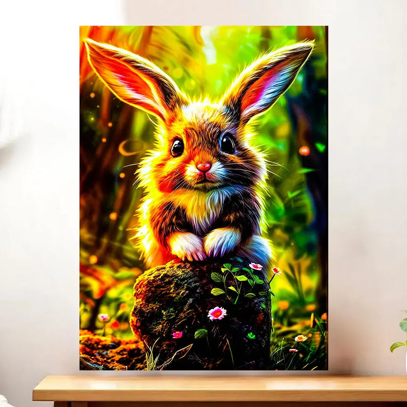 Affiche Lapin Forêt illustrée à la main en Anjou