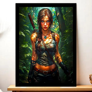 Cadre Noir Lara Croft illustré à la main en Anjou