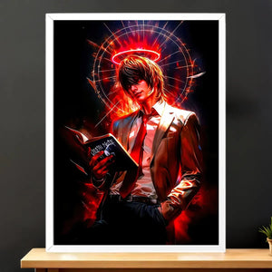 Cadre Blanc Light Yagami Death Note illustré à la main en Anjou