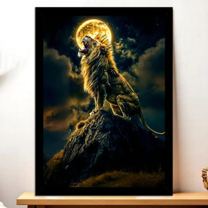 Cadre Noir Lion Rugissant illustré à la main en Anjou