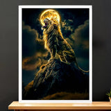 Cadre Blanc Lion Rugissant illustré à la main en Anjou