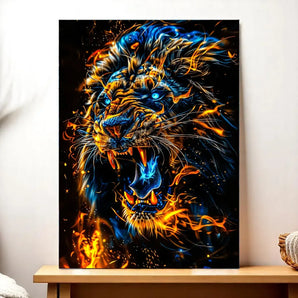 Tableau Tête de Lion illustré à la main en Anjou