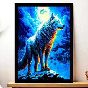 Cadre Noir Loup illustré à la main en Anjou