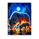 Poster Loup Famille illustré à la main en Anjou