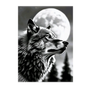 Poster Loup Monochrome illustré à la main en Anjou