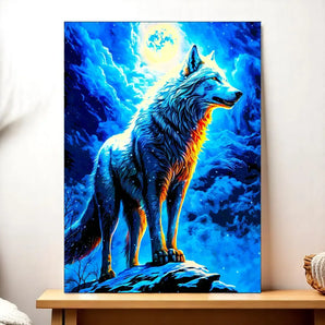 Tableau Loup illustré à la main en Anjou