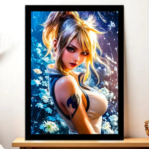 Cadre Noir Lucy Heartfilia Fairy Tail illustré à la main en Anjou