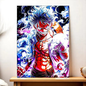 Tableau Luffy Gear 5 One Piece illustré à la main en Anjou