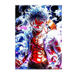 Poster Luffy Gear 5 One Piece illustré à la main en Anjou