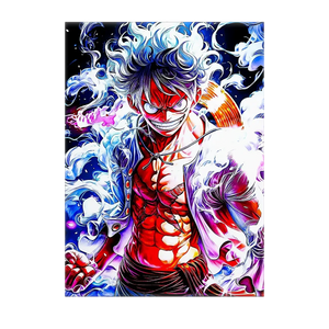 Poster Luffy Gear 5 One Piece illustré à la main en Anjou