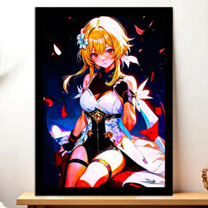 Cadre Noir Lumine Genshin Impact illustré à la main en Anjou