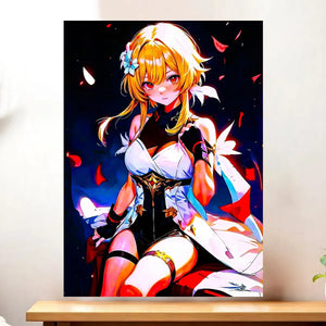 Affiche Lumine Genshin Impact illustrée à la main en Anjou