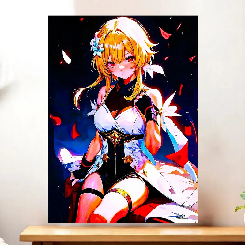 Affiche Lumine Genshin Impact illustrée à la main en Anjou