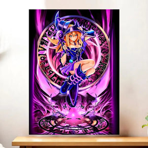 Affiche Magicienne des Ténèbres Dark Magician Girl Yu-Gi-Oh! illustré à la main en Anjou