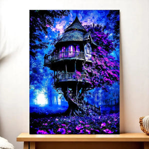 Tableau Maison de Sorcière illustré à la main en Anjou