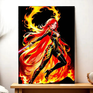 Tableau Mavuika Genshin Impact illustré à la main en Anjou