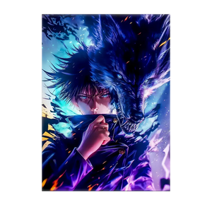 Poster Megumi Jujutsu Kaisen illustré à la main en Anjou