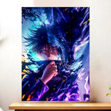 Affiche Megumi Jujutsu Kaisen illustrée à la main en Anjou