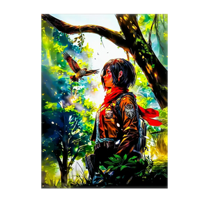 Poster Mikasa Attaque des Titans illustré à la main en Anjou