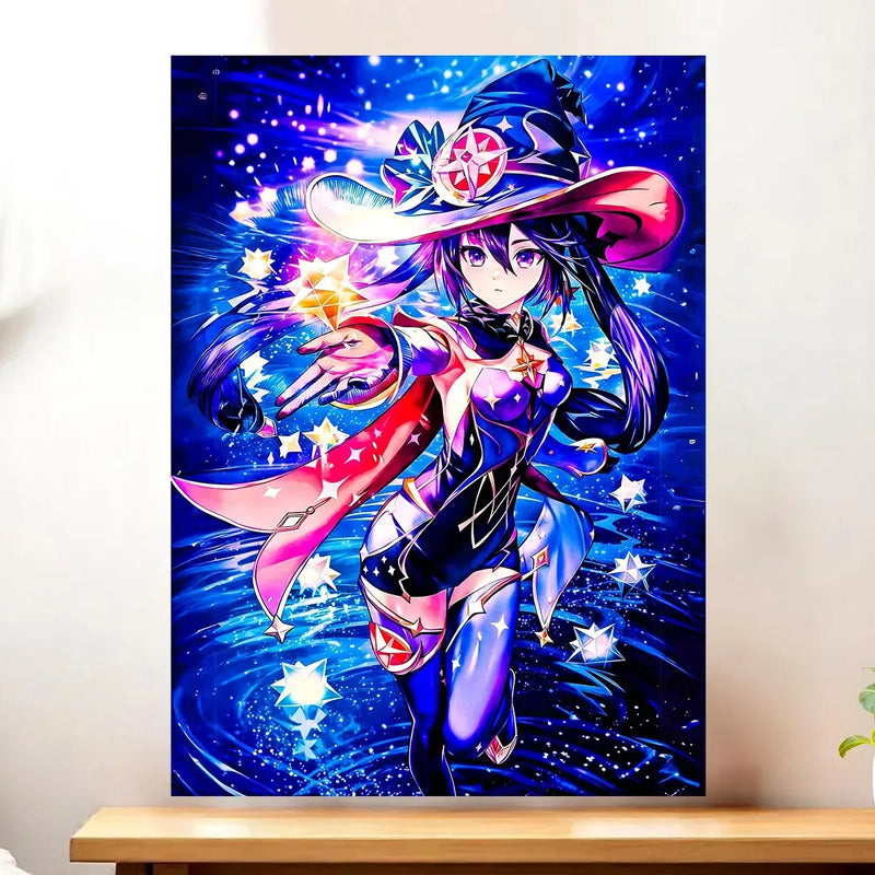 Affiche Mona Genshin Impact illustrée à la main en Anjou