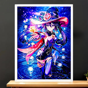 Cadre Blanc Mona Genshin Impact illustré à la main en Anjou