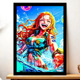 Cadre Noir Nami One Piece illustré à la main en Anjou