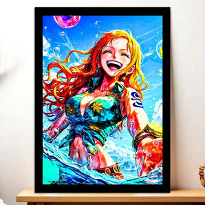 Cadre Noir Nami One Piece illustré à la main en Anjou