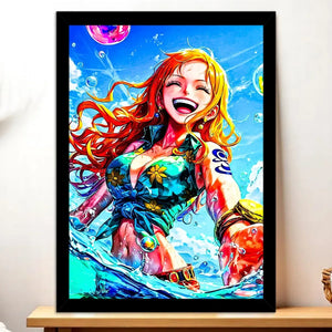 Cadre Noir Nami One Piece illustré à la main en Anjou