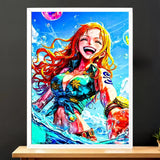 Cadre Blanc Nami One Piece illustré à la main en Anjou