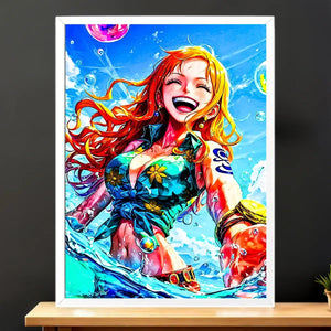 Cadre Blanc Nami One Piece illustré à la main en Anjou