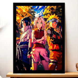 Cadre Noir Naruto Equipe 7 illustré à la main en Anjou