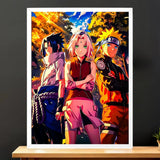 Cadre Blanc Naruto Equipe 7 illustré à la main en Anjou