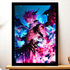 Cadre Natsu Fairy Tail illustré à la main en Anjou