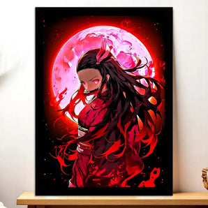 Cadre Noir Nezuko Demon Slayer illustré à la main en Anjou