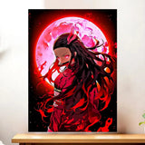 Affiche Nezuko Demon Slayer illustré à la main en Anjou