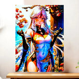 Affiche Ningguang Genshin Impact illustrée à la main en Anjou
