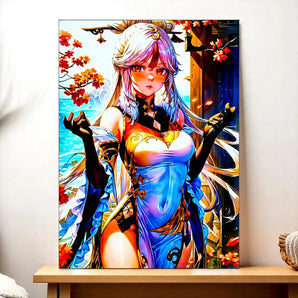Tableau Ningguang Genshin Impact illustré à la main en Anjou