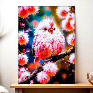 Tableau Oiseau Rose illustré à la main en Anjou