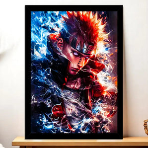 Cadre Noir Pain Naruto illustré à la main en Anjou