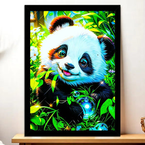 Cadre Noir Panda illustré à la main en Anjou