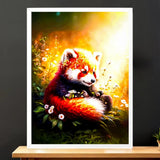 Cadre Blanc Panda Roux illustré à la main en Anjou