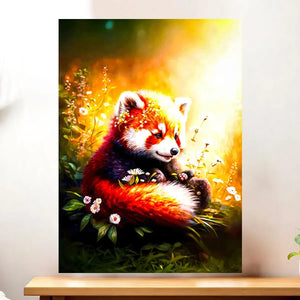 Affiche Panda Roux illustrée à la main en Anjou