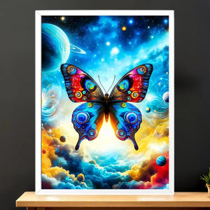 Cadre Blanc Papillon Univers illustré à la main en Anjou