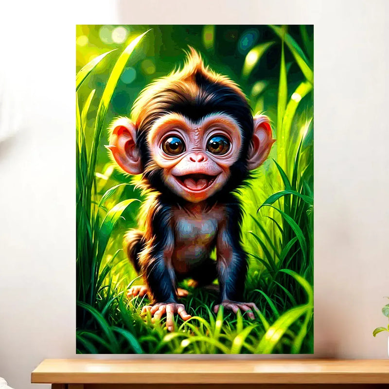 Affiche Singe illustrée à la main en Anjou