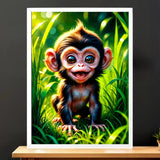 Cadre Blanc Singe illustré à la main en Anjou