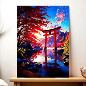 Tableau Paysage Japonais illustré à la main en Anjou